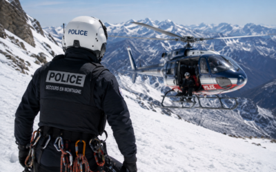 Policier secouriste en montagne