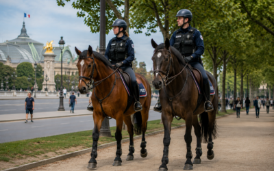 Policier cavalier en unité équestre